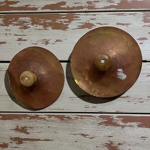Vintage Hammered Brass Finger Cymbals‎ Musical Instrument Percussion Set